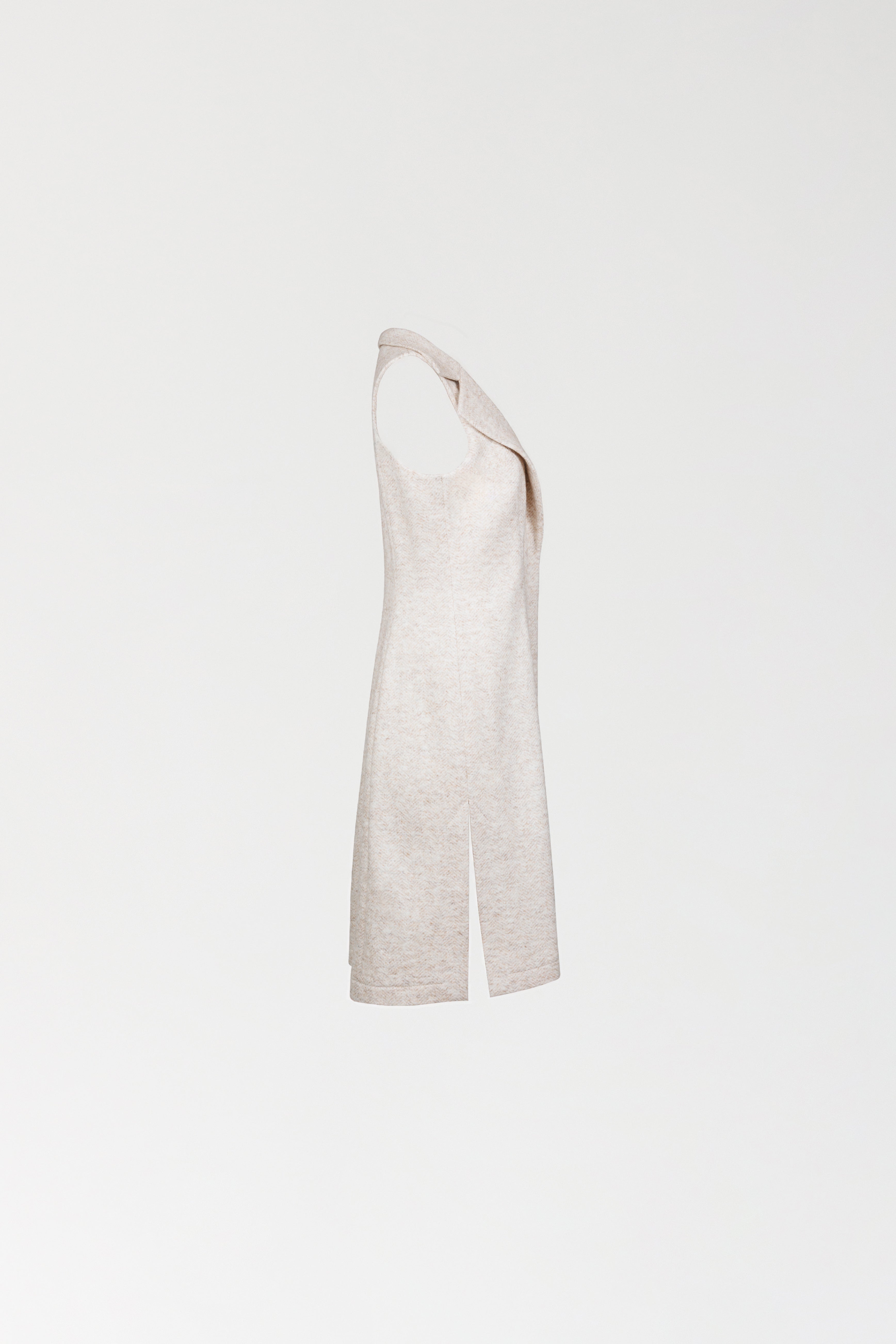 Długa kamizelka z mięsistej wiskozy melanżowo beżowa