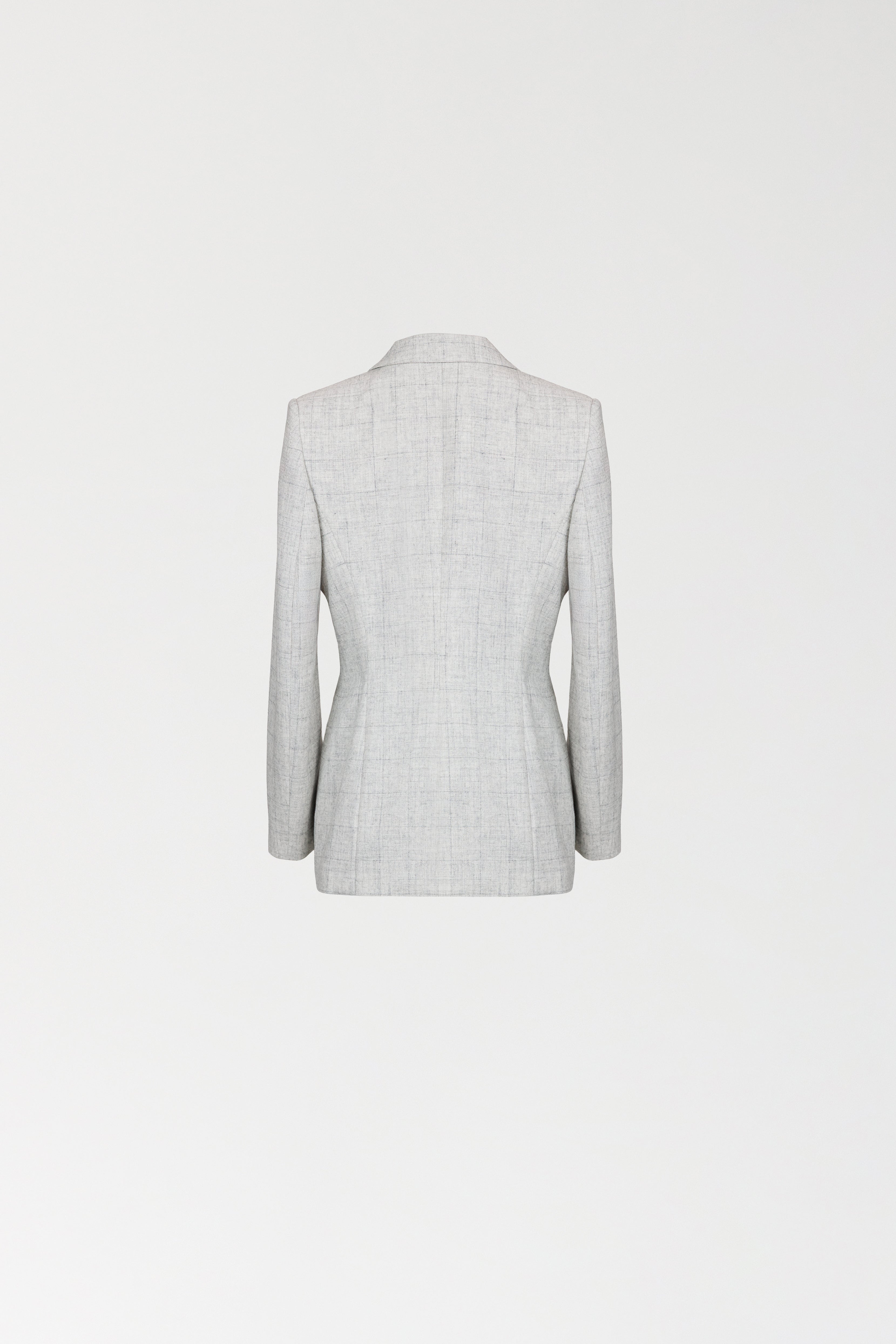 Wełniana marynarka w melanżową kratę o poszerzonych ramionach